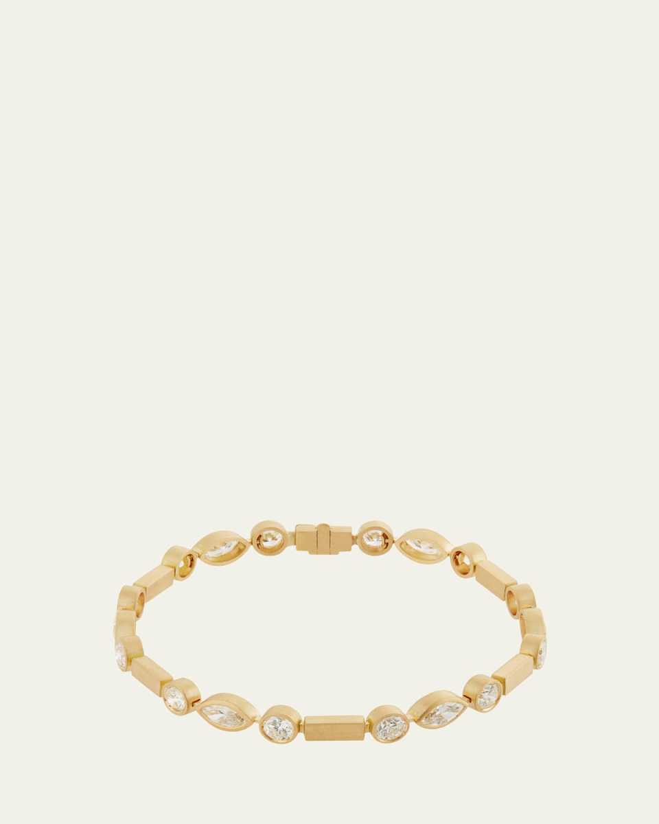 Diamond Navette Ripple Bracelet in 18K Yellow Gold